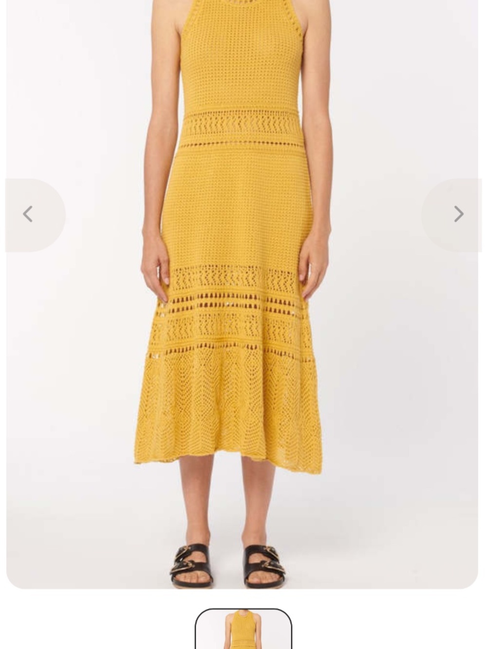 Vanessa Bruno 🧶 Thara Crochet Midi Dress | Yellow Boho Resortwear Size S - Picture 5 of 16